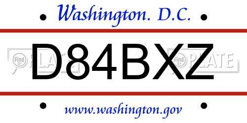 D84BXZ District Of Columbia License Plate