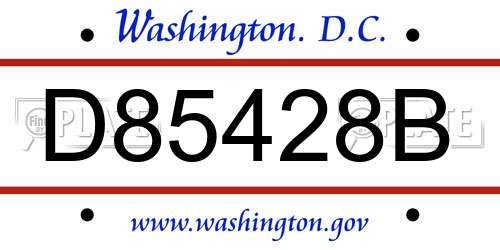 D85428B District Of Columbia License Plate