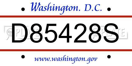 D85428S District Of Columbia License Plate