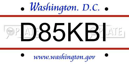 D85KBI District Of Columbia License Plate