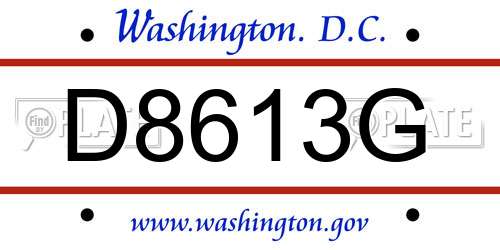 D8613G District Of Columbia License Plate