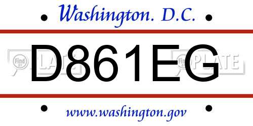 D861EG District Of Columbia License Plate