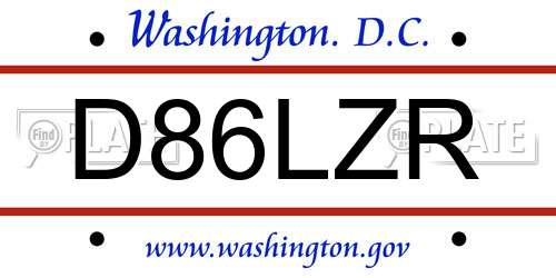 D86LZR District Of Columbia License Plate
