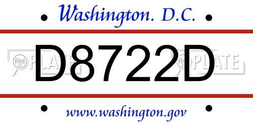D8722D District Of Columbia License Plate