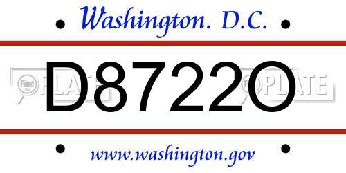 D8722O District Of Columbia License Plate