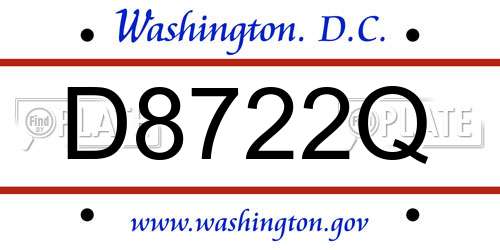 D8722Q District Of Columbia License Plate