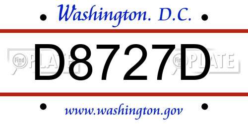 D8727D District Of Columbia License Plate
