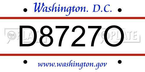 D8727O District Of Columbia License Plate