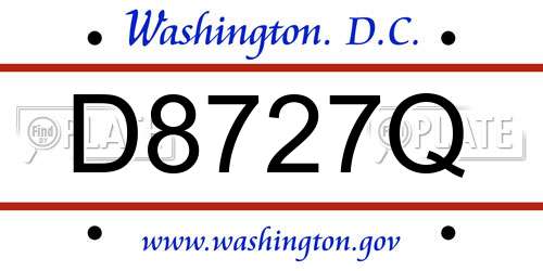 D8727Q District Of Columbia License Plate