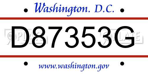 D87353G District Of Columbia License Plate