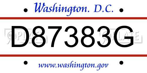 D87383G District Of Columbia License Plate