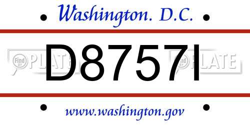 D8757I District Of Columbia License Plate