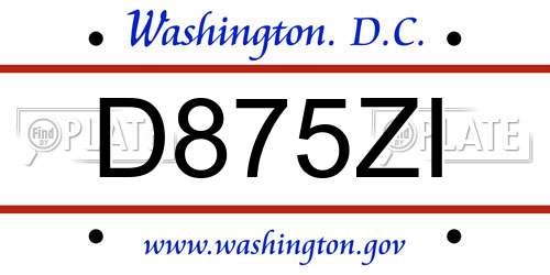 D875ZI District Of Columbia License Plate