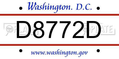 D8772D District Of Columbia License Plate