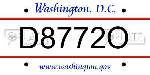 D8772O District Of Columbia License Plate
