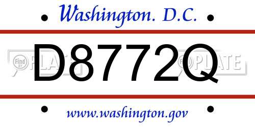 D8772Q District Of Columbia License Plate