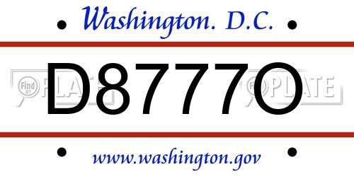 D8777O District Of Columbia License Plate