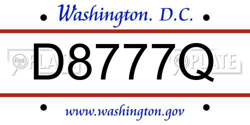 D8777Q District Of Columbia License Plate