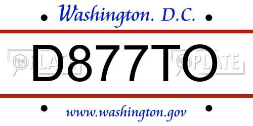 D877TO District Of Columbia License Plate