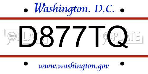 D877TQ District Of Columbia License Plate