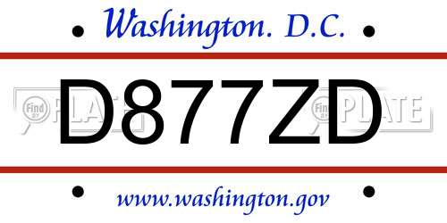 D877ZD District Of Columbia License Plate