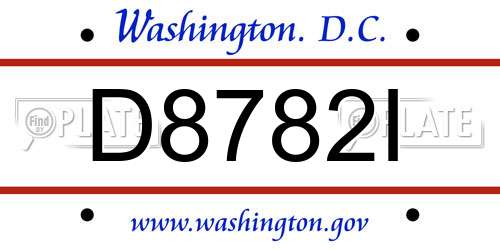 D8782I District Of Columbia License Plate