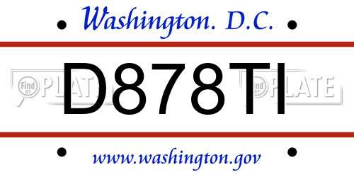 D878TI District Of Columbia License Plate