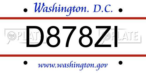 D878ZI District Of Columbia License Plate