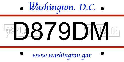 D879DM District Of Columbia License Plate