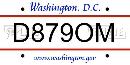 D879OM District Of Columbia License Plate