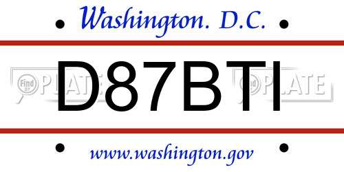 D87BTI District Of Columbia License Plate