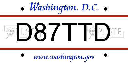D87TTD District Of Columbia License Plate