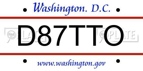 D87TTO District Of Columbia License Plate
