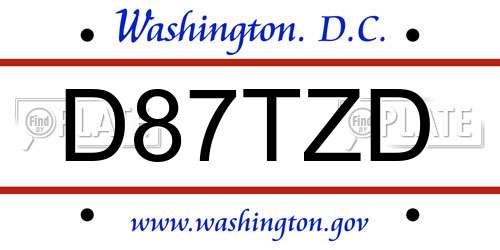 D87TZD District Of Columbia License Plate