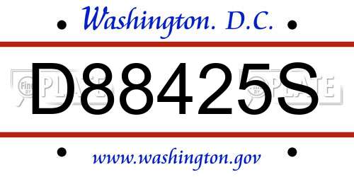 D88425S District Of Columbia License Plate