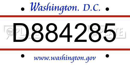 D884285 District Of Columbia License Plate