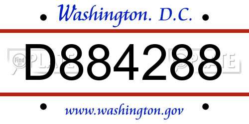 D884288 District Of Columbia License Plate