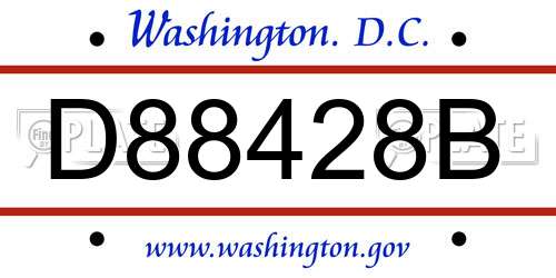 D88428B District Of Columbia License Plate