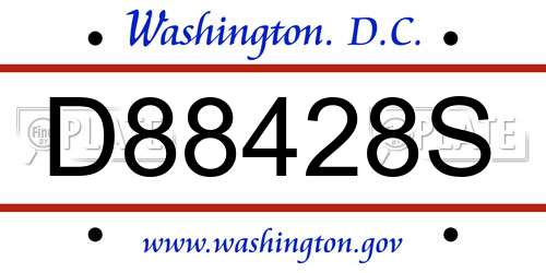 D88428S District Of Columbia License Plate