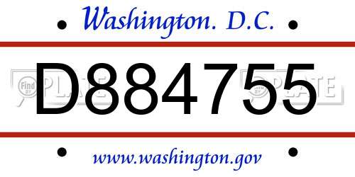 D884755 District Of Columbia License Plate