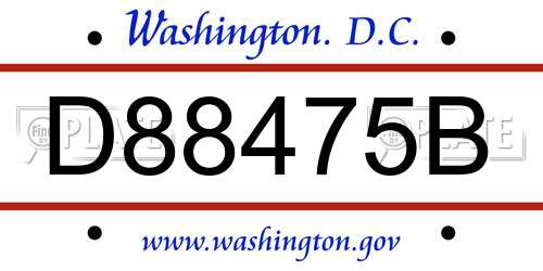 D88475B District Of Columbia License Plate