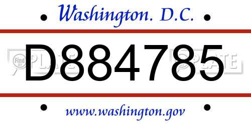 D884785 District Of Columbia License Plate