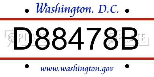 D88478B District Of Columbia License Plate