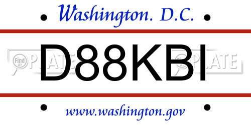 D88KBI District Of Columbia License Plate
