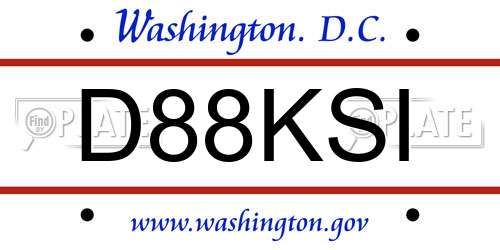D88KSI District Of Columbia License Plate