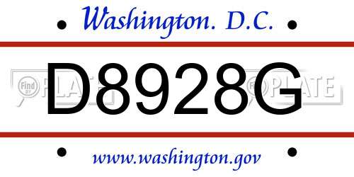 D8928G District Of Columbia License Plate