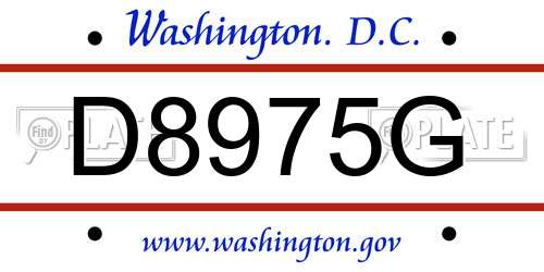 D8975G District Of Columbia License Plate