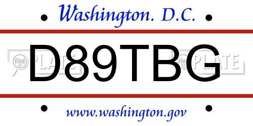 D89TBG District Of Columbia License Plate