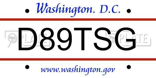 D89TSG District Of Columbia License Plate