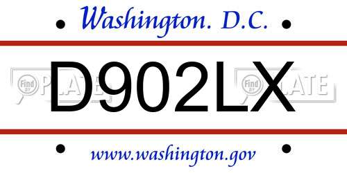 D902LX District Of Columbia License Plate
